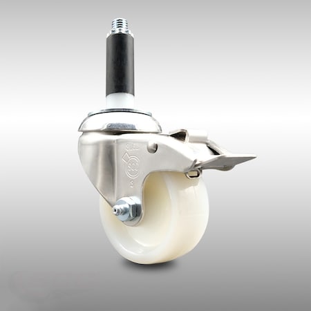 Service Caster 3 Inch 316SS Nylon Wheel Swivel 3/4 Inch Expanding Stem Caster Lock Brake SCC SCC-SS316TTLEX20S314-NYS-34